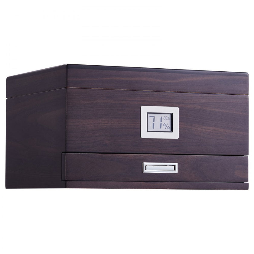 VEVOR 50 Cigar Humidor Glasstop Cedar Cigar Box Humidifier & Hygrometer & Drawer