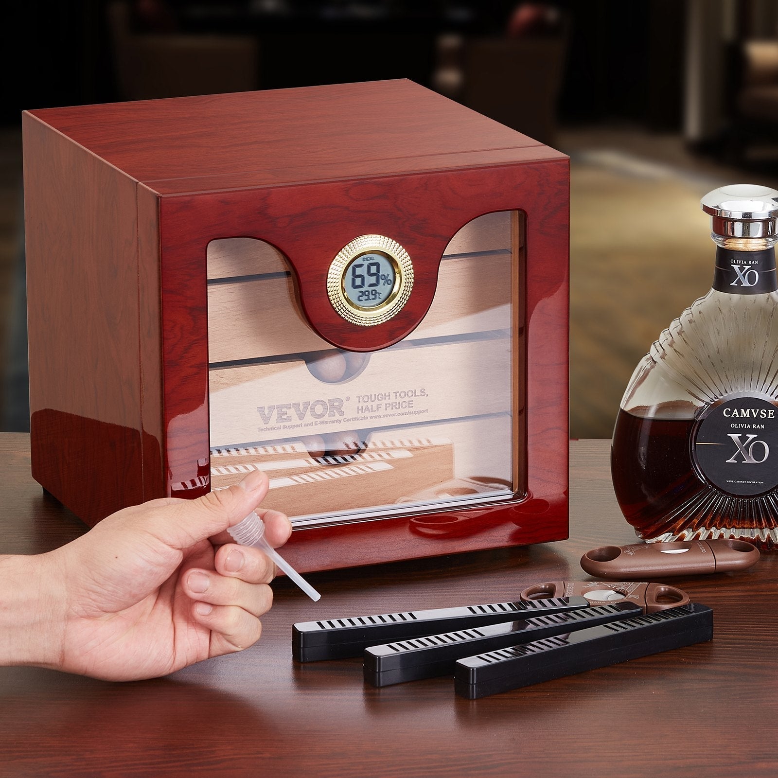 VEVOR 100 Cigar Humidor Cabinet Cedar Cigar Box Humidifier & Hygrometer & Shelve