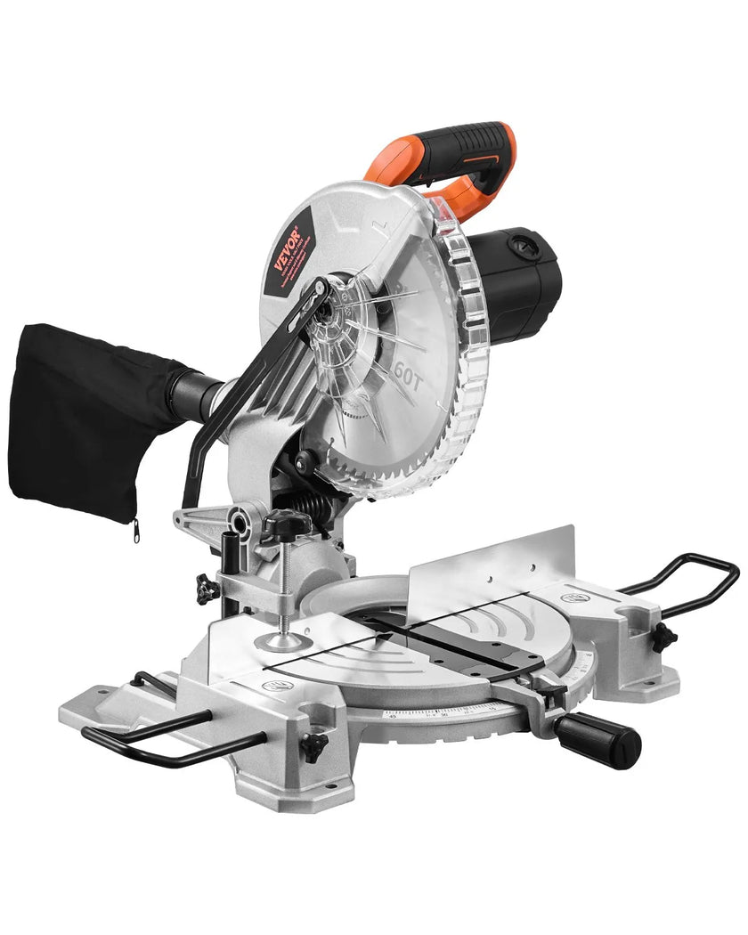 VEVOR Compound Miter Saw 10-Inch Blade 15 Amp Motor 60-Tooth Corded Single Bevel