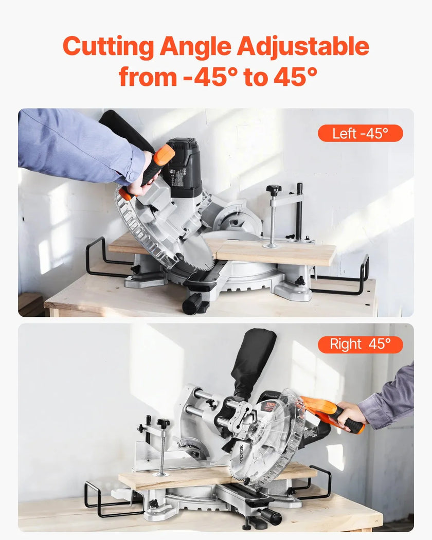 VEVOR Sliding Compound Miter Saw 10-Inch Blade 15 Amp Motor Corded Double Bevel