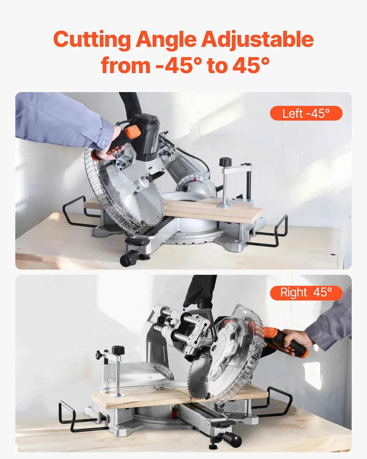 VEVOR Sliding Compound Miter Saw 12-Inch Blade 15 Amp Motor Corded Double Bevel