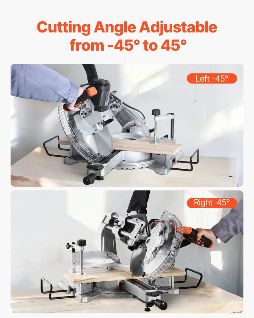 VEVOR Sliding Compound Miter Saw 12-Inch Blade 15 Amp Motor Corded Double Bevel