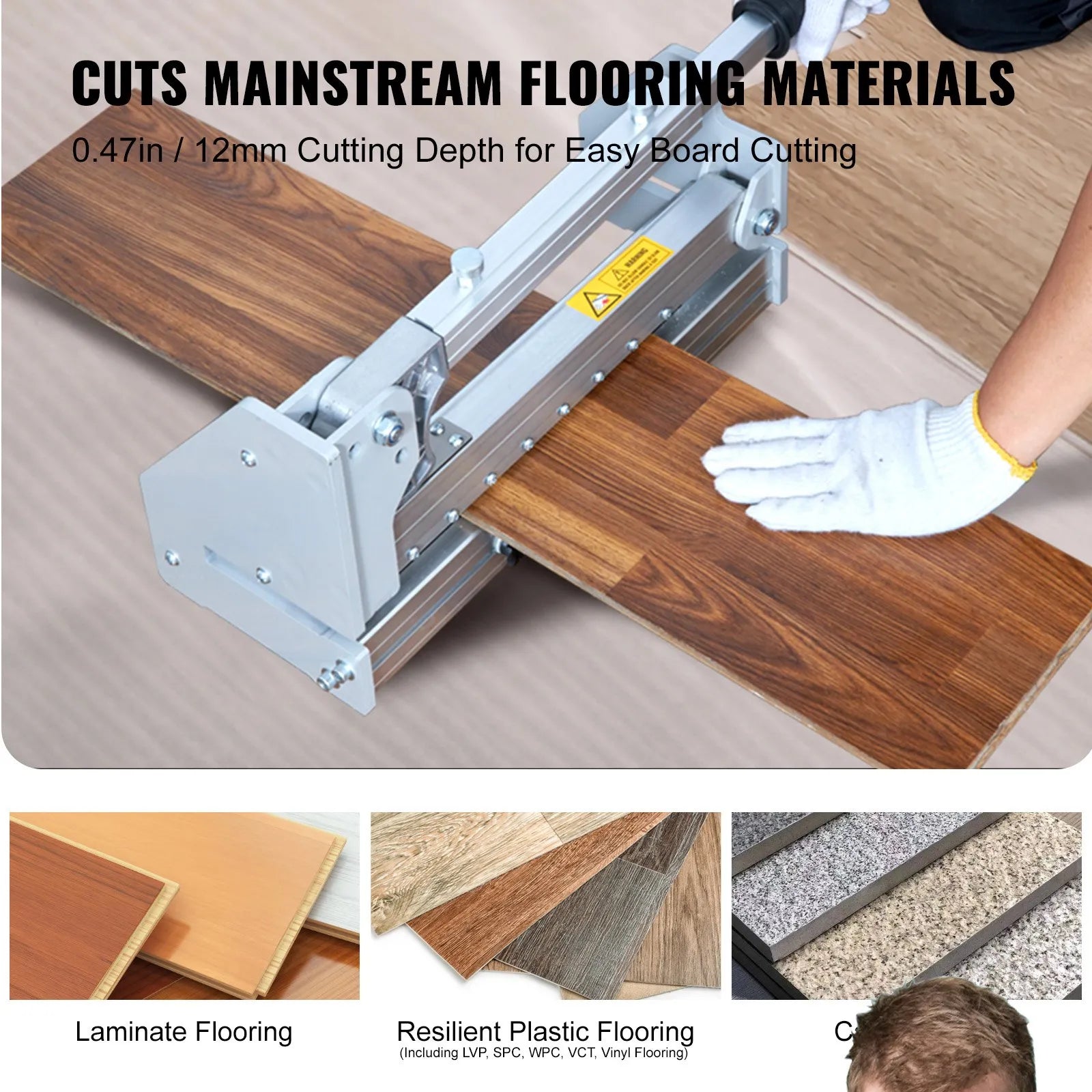 VEVOR Floor Cutter 13 inch, Cuts Vinyl Plank, Laminate, Siding, 0.47in Cutting Depth Effortless And Easy Cutting, Vinyl Plank Cutter for LVP, WPC, SPC, LVT, VCT, PVC, and More