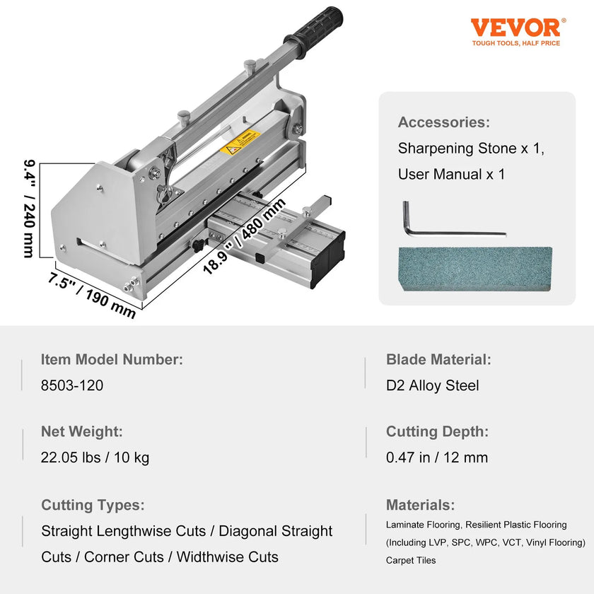 VEVOR Floor Cutter 13 inch, Cuts Vinyl Plank, Laminate, Siding, 0.47in Cutting Depth Effortless And Easy Cutting, Vinyl Plank Cutter for LVP, WPC, SPC, LVT, VCT, PVC, and More