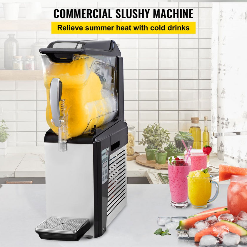 VEVOR Slush Frozen Drink Machine, 10L Tank, 600W Commercial Margarita Maker with 24.8°F to 28.4°F Temperature, Automatic Cleaning Cold Drink and Slush Modes, Perfect for Restaurants Cafes Bars