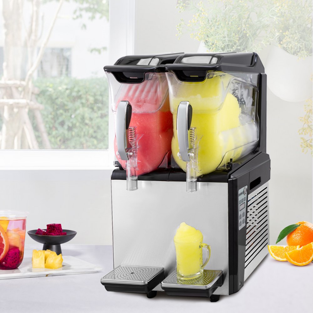 VEVOR Slush Frozen Drink Machine, 10LX2 Tanks, 900W Commercial Margarita Maker with 24.8°F to 28.4°F Temperature, Automatic Cleaning Cold Drink and Slush Modes, Perfect for Restaurants Cafes Bars
