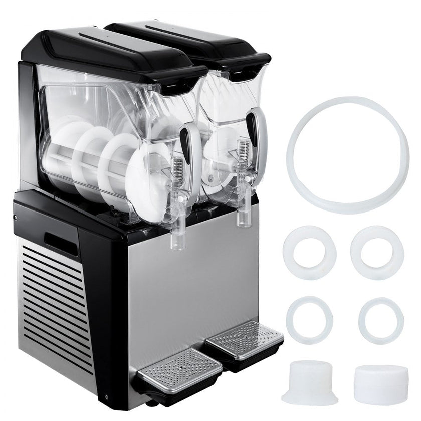 VEVOR Slush Frozen Drink Machine, 10LX2 Tanks, 900W Commercial Margarita Maker with 24.8°F to 28.4°F Temperature, Automatic Cleaning Cold Drink and Slush Modes, Perfect for Restaurants Cafes Bars