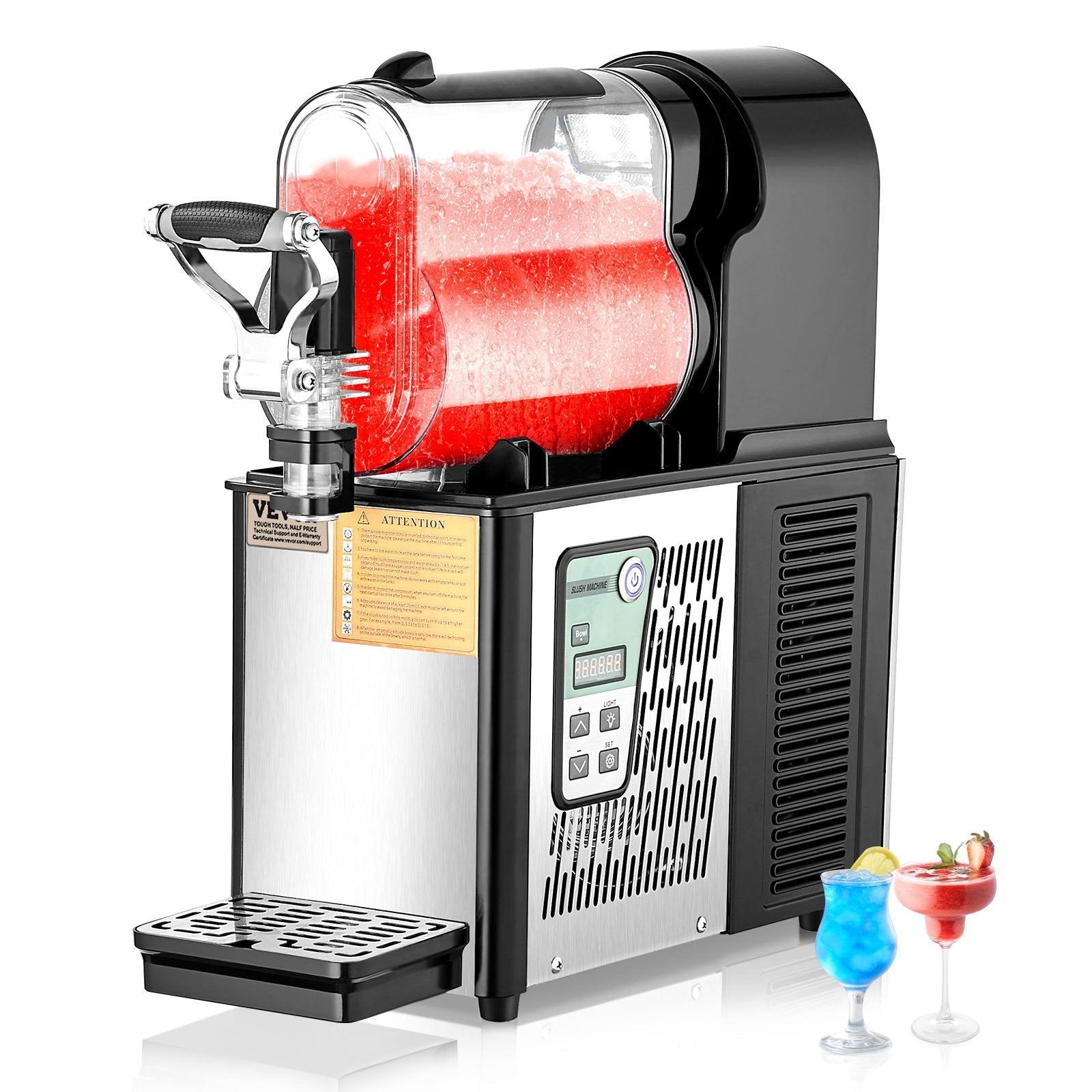 VEVOR Commercial Slushy Machine, 3L Single Bowl Slush Drink Maker, 330W Frozen Drink Machine with Temperature Preservation, Stainless Steel Home Slush Frozen Drink Machine Automatic Clean, Black