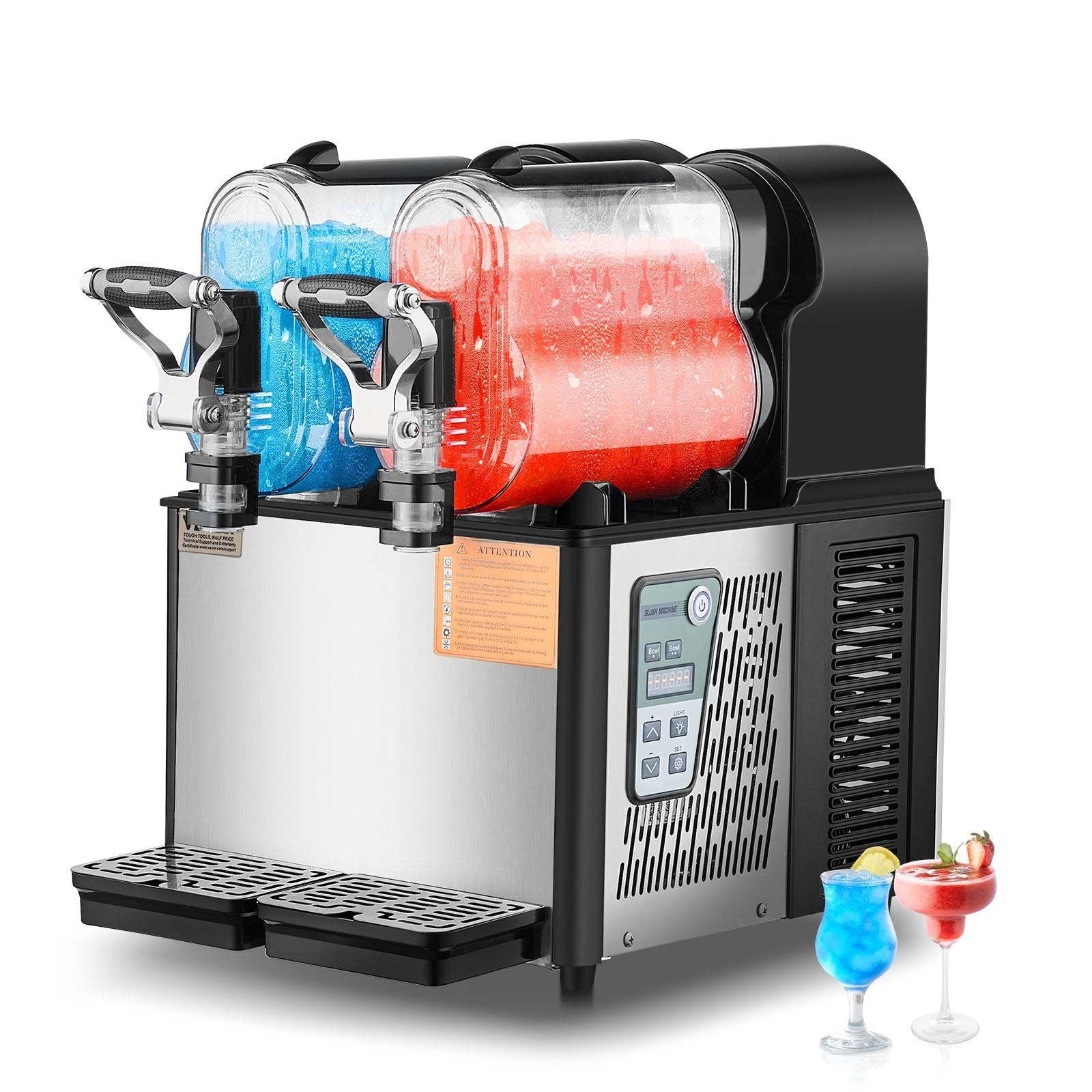 VEVOR Margarita Machine, 3LX2 Tank Slushy Machine Commercial, 340W Frozen Margarita Machine with Temperature Preservation, Stainless Steel Home Slush Frozen Drink Machine with Automatic Clean, Black