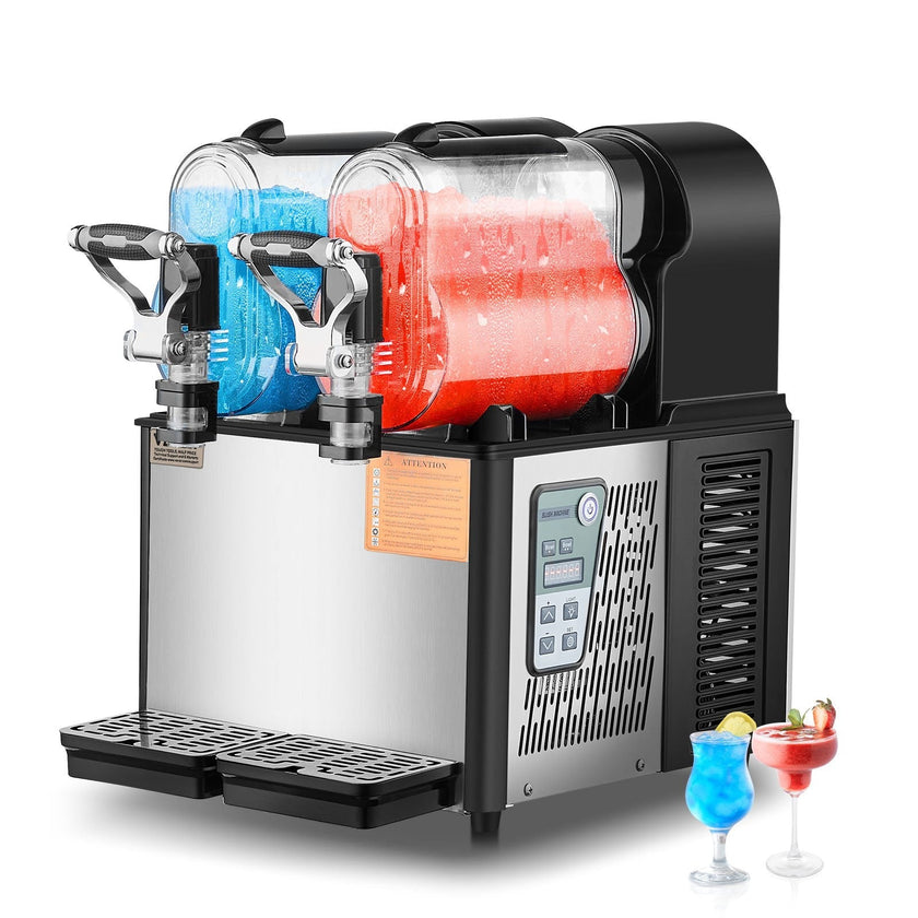 VEVOR Margarita Machine, 3LX2 Tank Slushy Machine Commercial, 340W Frozen Margarita Machine with Temperature Preservation, Stainless Steel Home Slush Frozen Drink Machine with Automatic Clean, Black