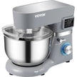 VEVOR Stand Mixer, 660W Electric Dough Mixer with 6 Speeds LCD Screen Timing, Tilt-Head Food Mixer with 5.8 Qt Stainless Steel Bowl, Dough Hook, Flat Beater, Whisk, Scraper, Splash-Proof Cover - Gray
