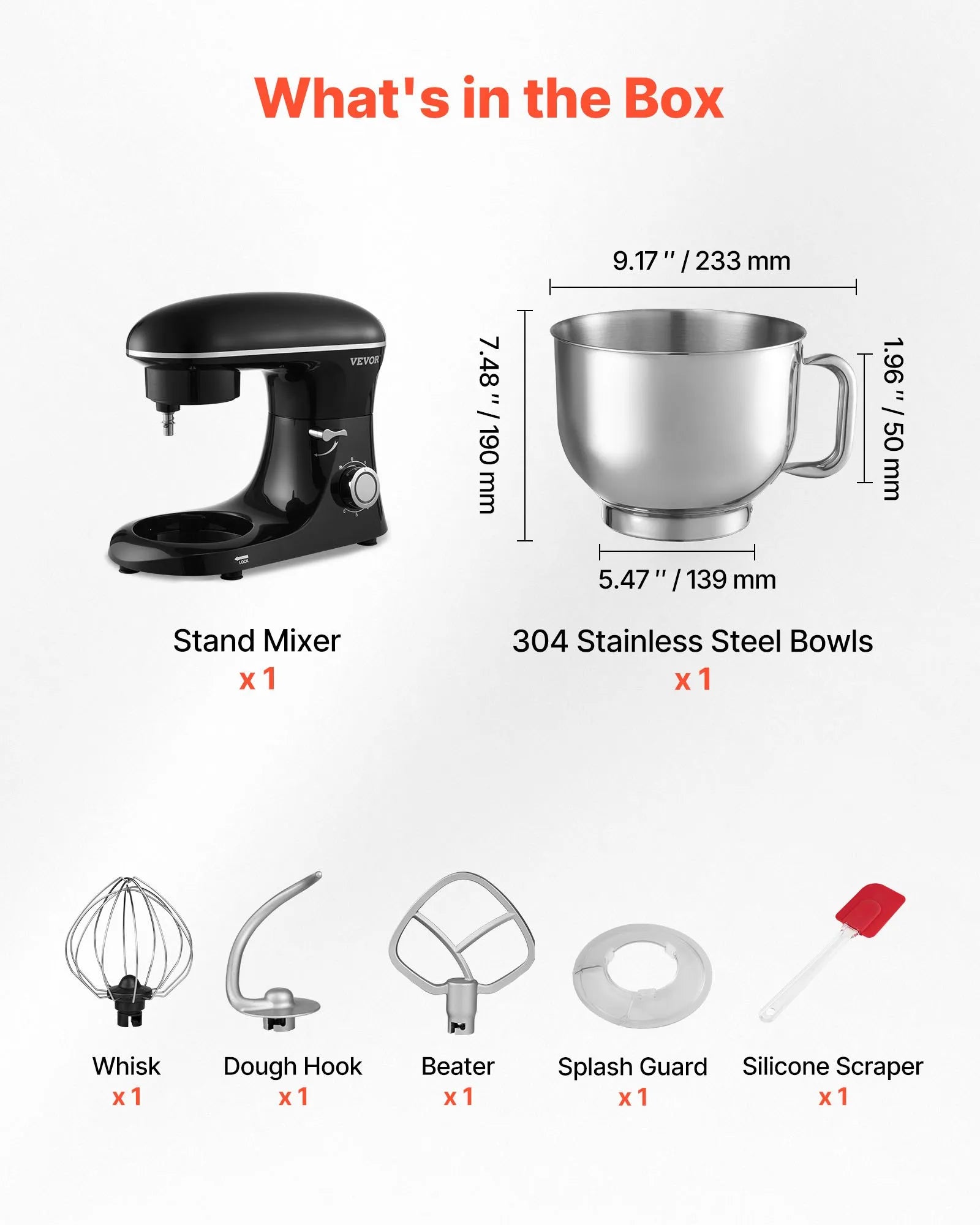 VEVOR Stand Mixer 6 Quart Electric Dough Mixer 660W 6 + P Speeds Food Beater
