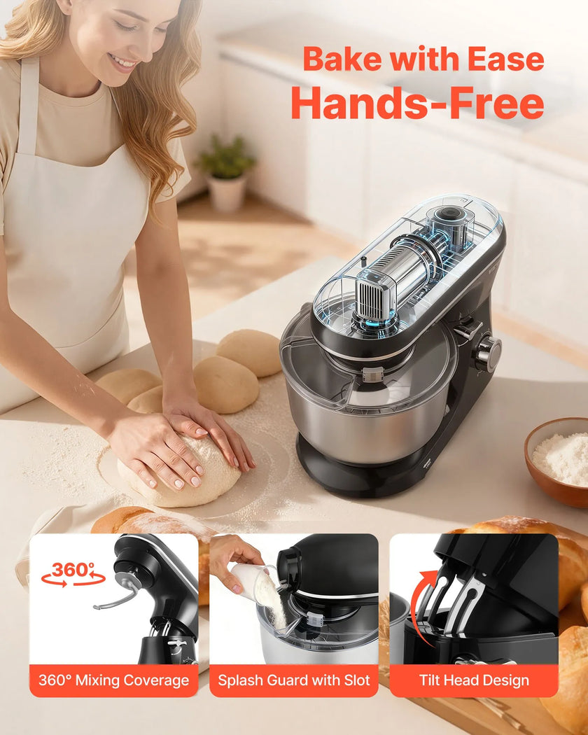 VEVOR Stand Mixer 6 Quart Electric Dough Mixer 660W 6 + P Speeds Food Beater