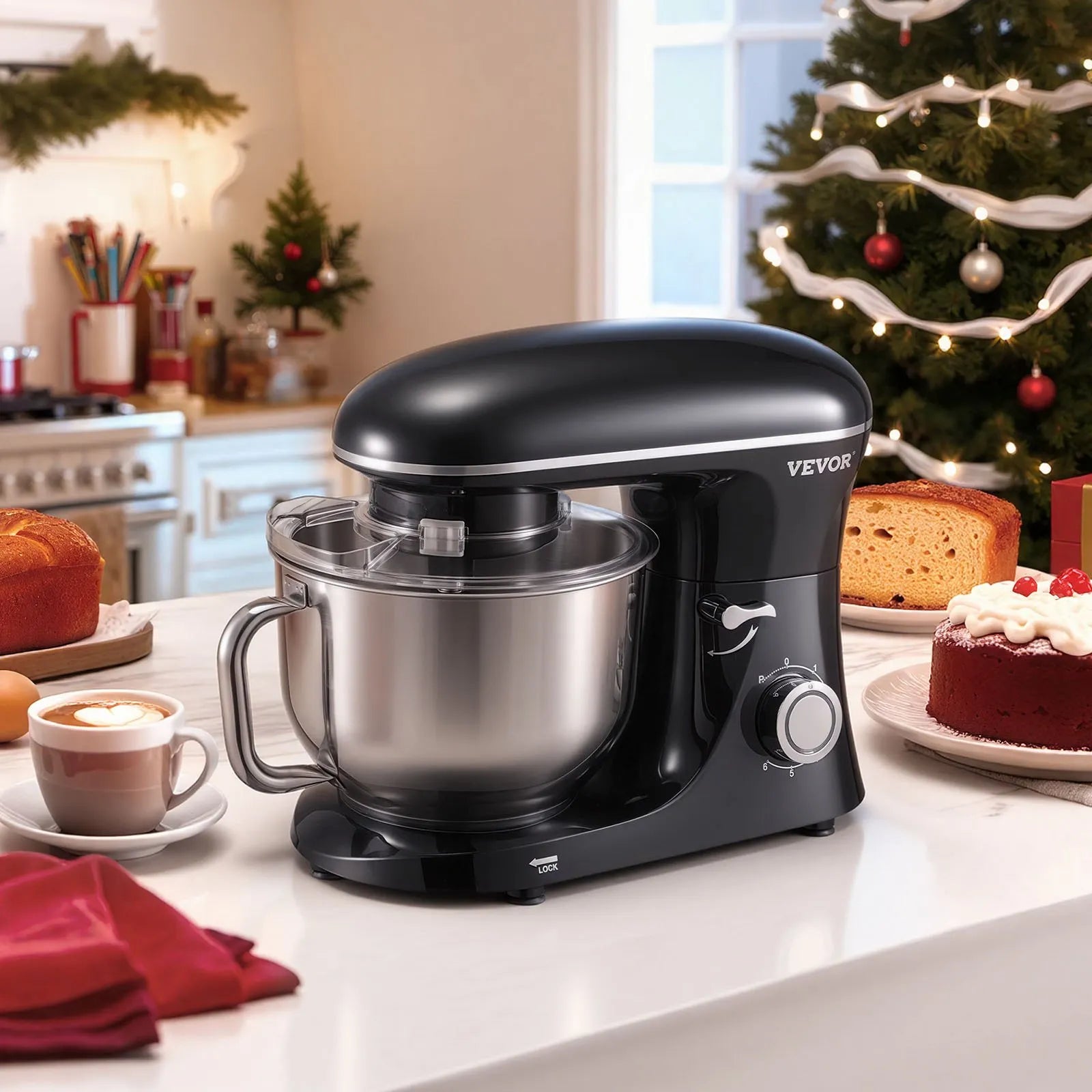 VEVOR Stand Mixer 6 Quart Electric Dough Mixer 660W 6 + P Speeds Food Beater