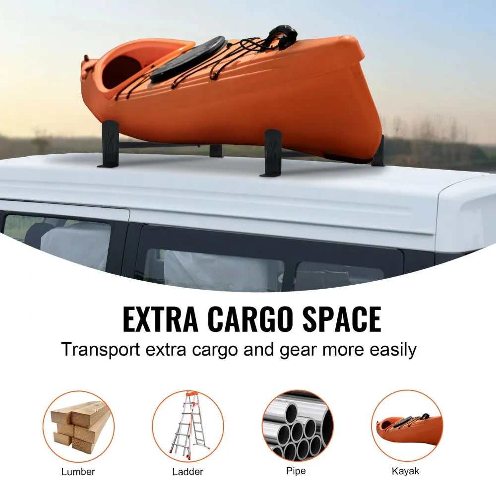 VEVOR Van Roof Ladder Rack, 2 Bars Alloy Steel Roof Racks, 500 LBS Capacity Rain-Gutter Roof Rack, Adjustable Length 35.8