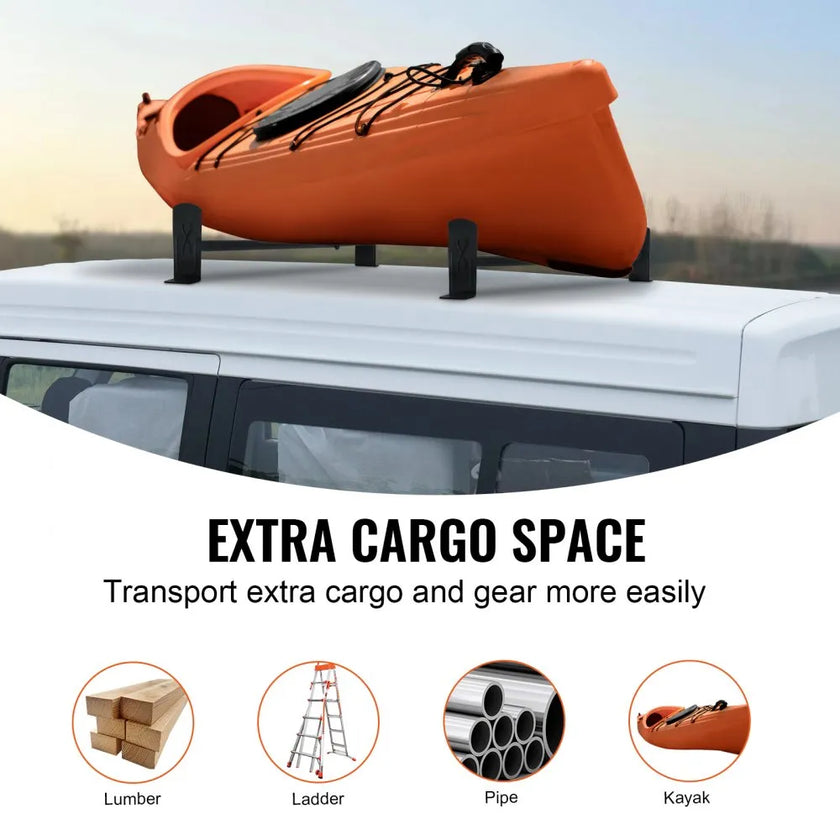 VEVOR Van Roof Ladder Rack, 2 Bars Alloy Steel Roof Racks, 500 LBS Capacity Rain-Gutter Roof Rack, Adjustable Length 35.8