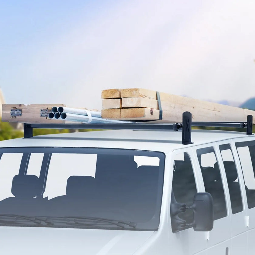 VEVOR Van Roof Ladder Rack, 2 Bars Alloy Steel Roof Racks, 500 LBS Capacity Rain-Gutter Roof Rack, Adjustable Length 35.8