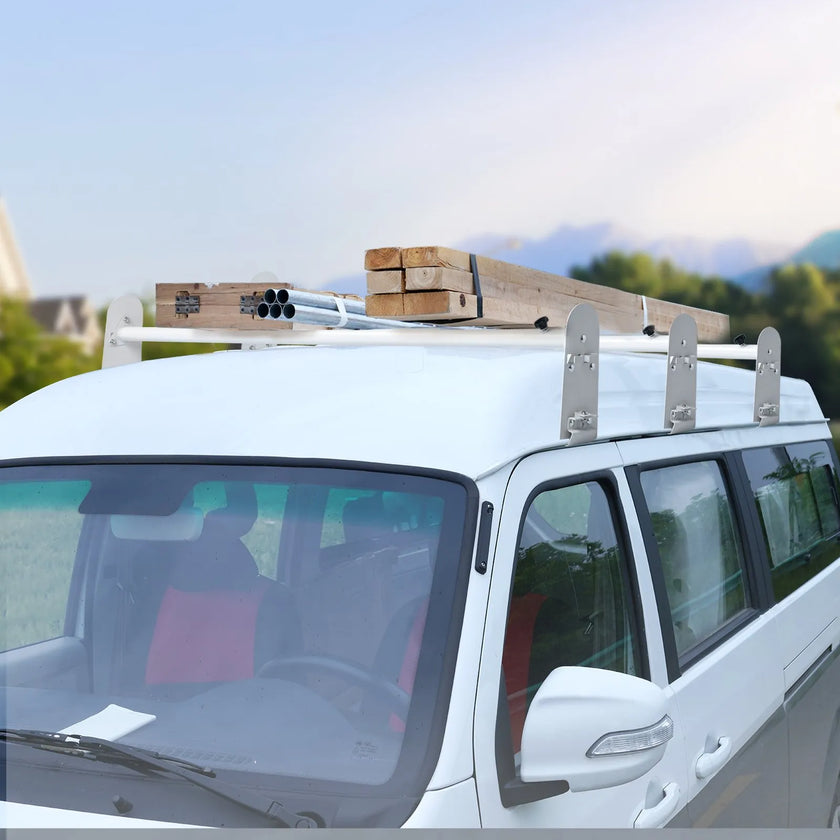 VEVOR Van Roof Ladder Rack, 3 Bars Alloy Steel Roof Racks, 750 LBS Capacity Rain-Gutter Roof Rack, Adjustable Length 40.2