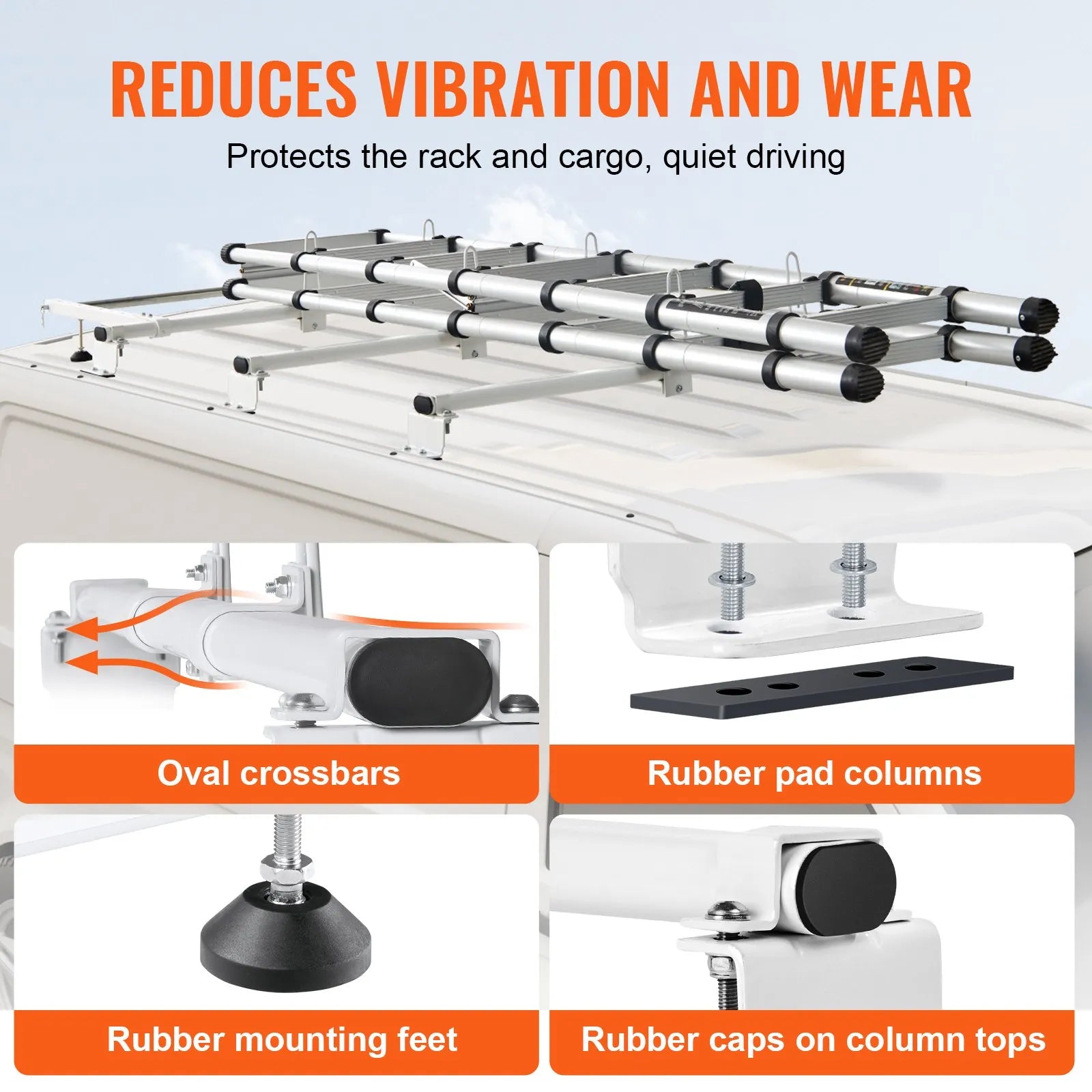 VEVOR Trailer Ladder Rack Van Roof Ladder Rack for Ford Transit Custom 2013-2024