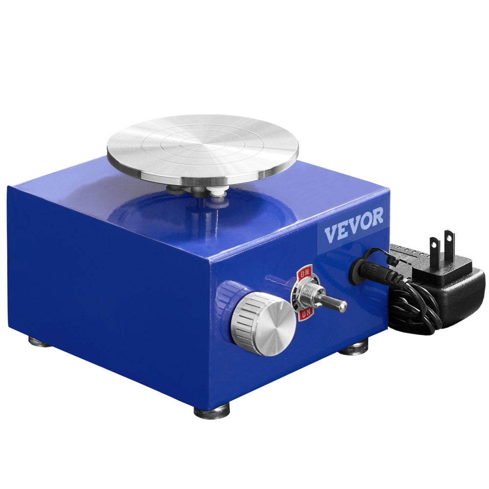VEVOR Mini Pottery Wheel, 2 Turntables 2.6in / 3.9in Ceramic Wheel Forming Machine, Adjustable 0-300RPM Speed ABS Detachable Basin, Sculpting Tools Apron Accessory Kit for Work Art Craft DIY