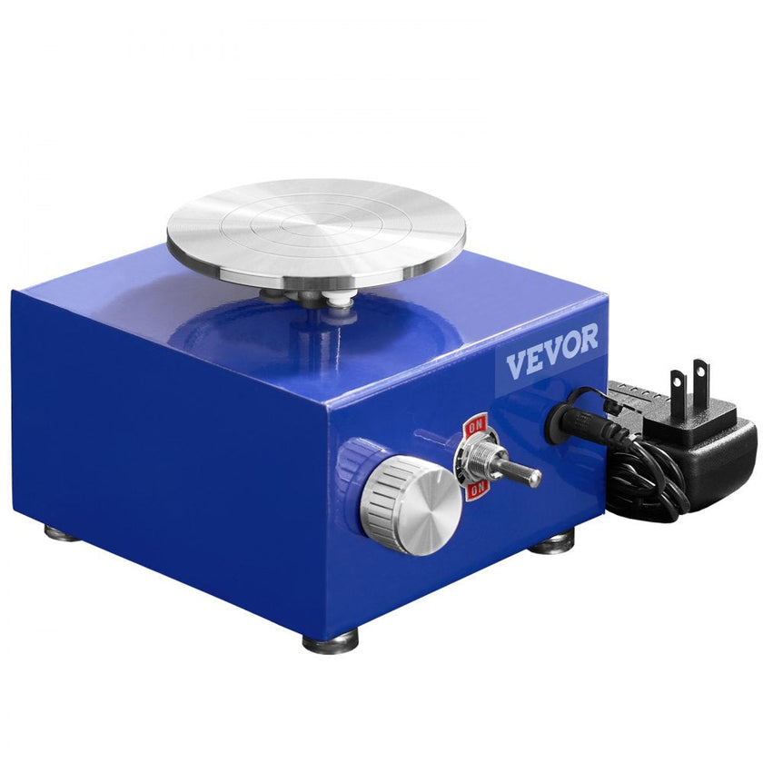 VEVOR Mini Pottery Wheel, 2 Turntables 2.6in / 3.9in Ceramic Wheel Forming Machine, Adjustable 0-300RPM Speed ABS Detachable Basin, Sculpting Tools Apron Accessory Kit for Work Art Craft DIY