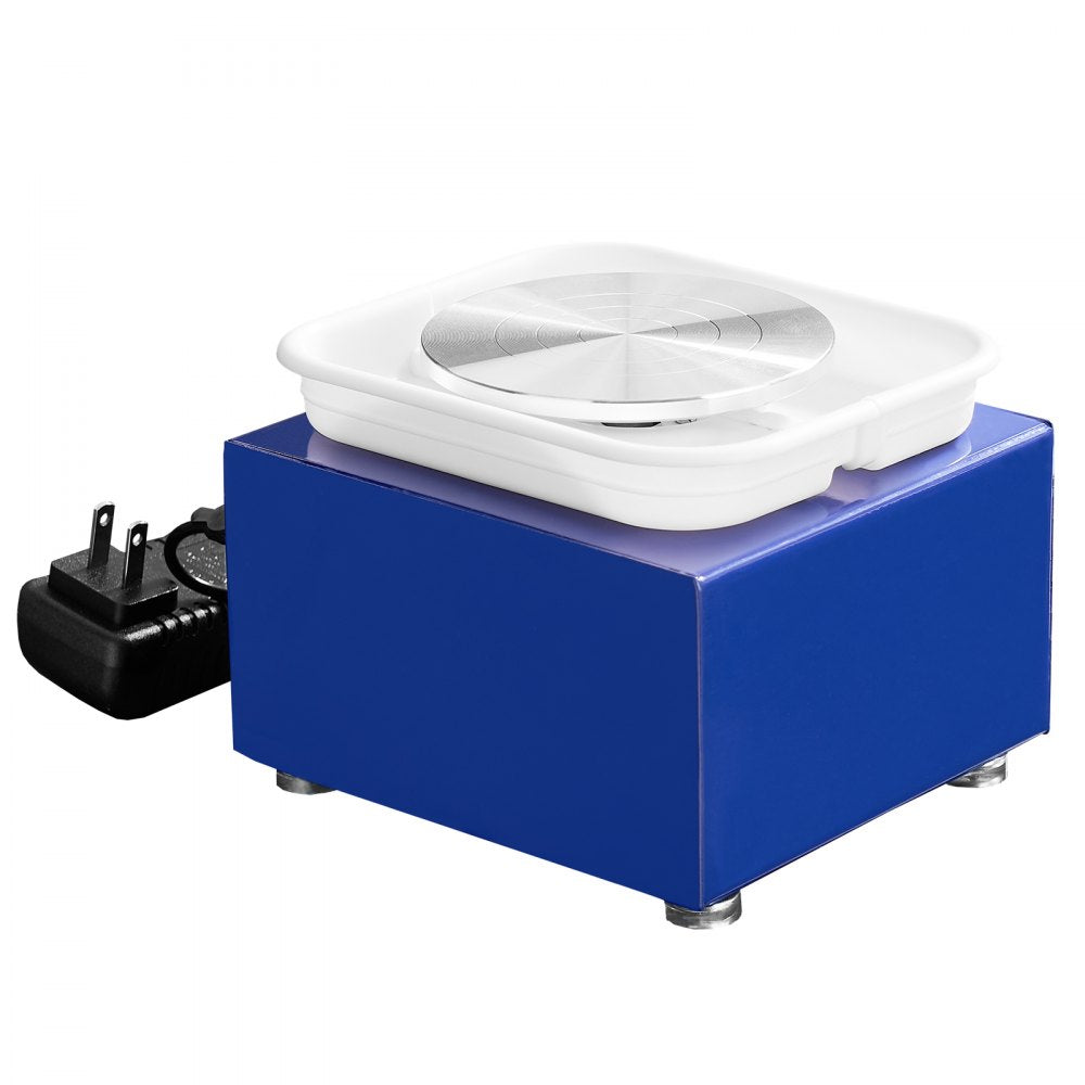 VEVOR Mini Pottery Wheel, 2 Turntables 2.6in / 3.9in Ceramic Wheel Forming Machine, Adjustable 0-300RPM Speed ABS Detachable Basin, Sculpting Tools Apron Accessory Kit for Work Art Craft DIY