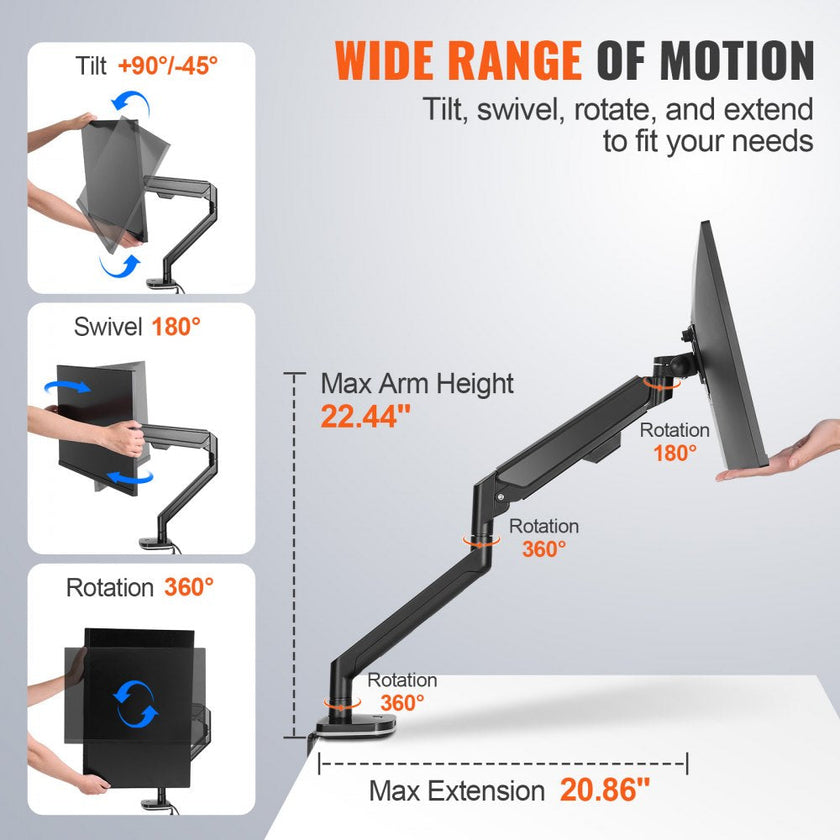 VEVOR Single Monitor Mount, Supports 13
