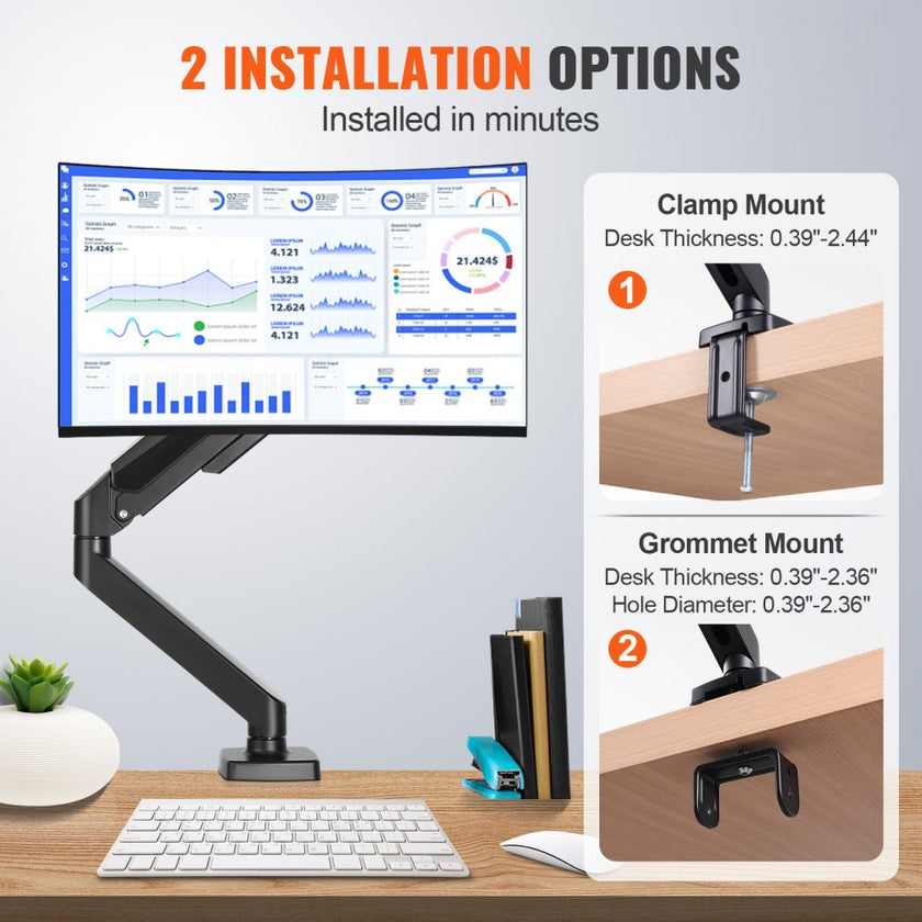 VEVOR Single Monitor Mount, Supports 13