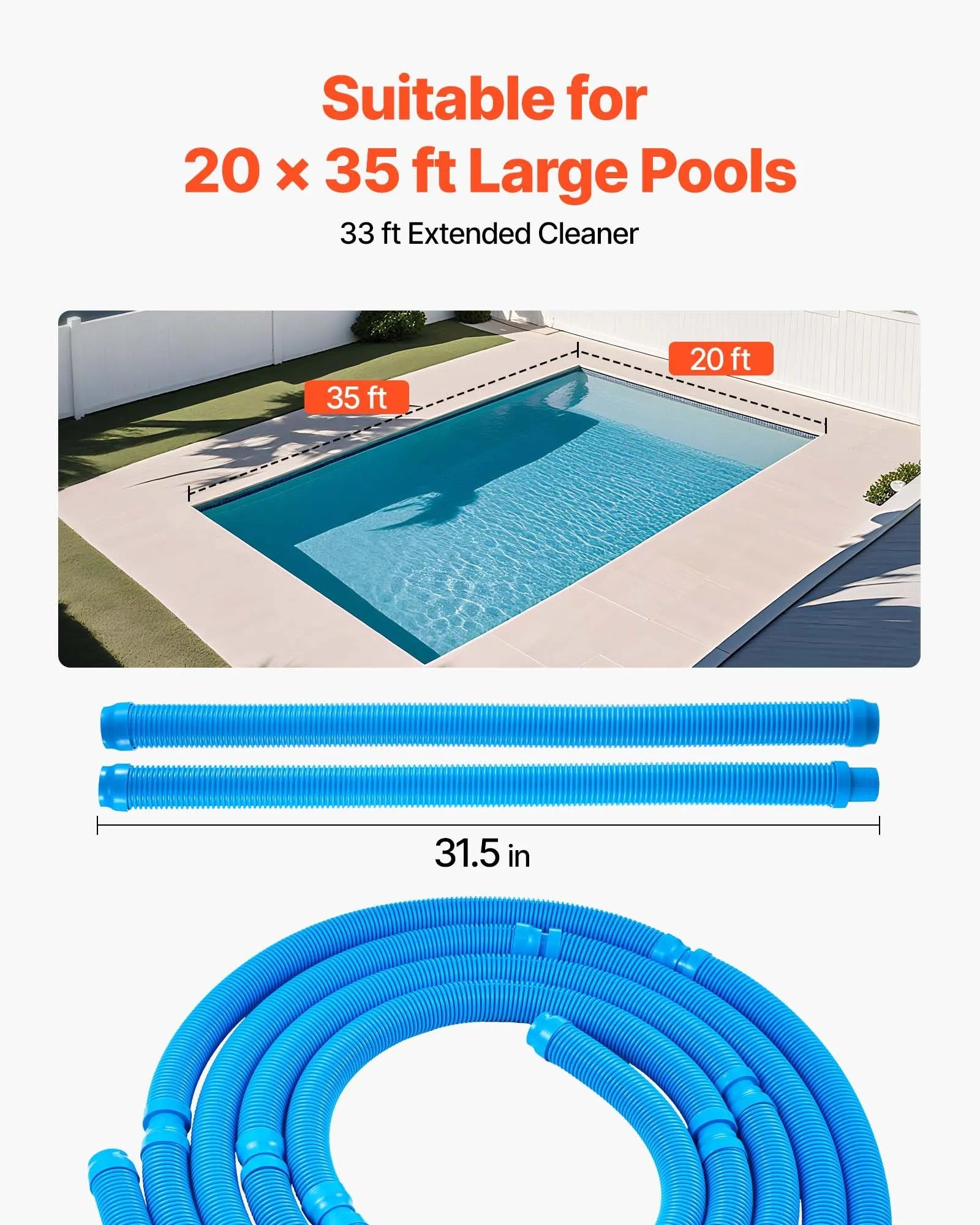 VEVOR Suction Pool Cleaner Vacuum Cleaner 12 Hoses for In/Above-ground Pool