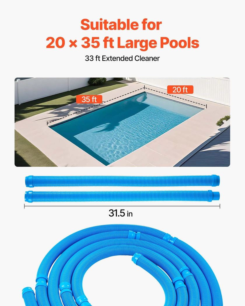 VEVOR Suction Pool Cleaner Vacuum Cleaner 12 Hoses for In/Above-ground Pool