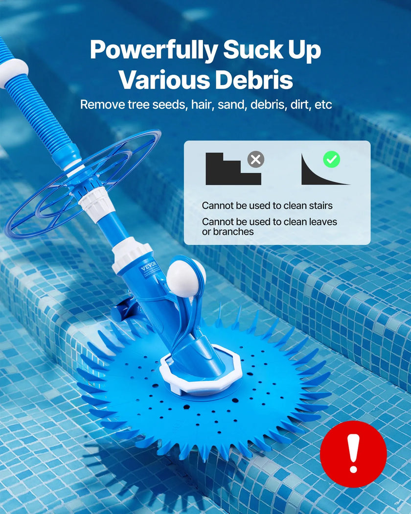 VEVOR Suction Pool Cleaner Vacuum Cleaner 12 Hoses for In/Above-ground Pool