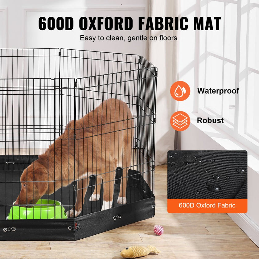 VEVOR Dog Playpen 8 Panels Foldable Metal Dog Exercise Pen with Bottom Pad 30