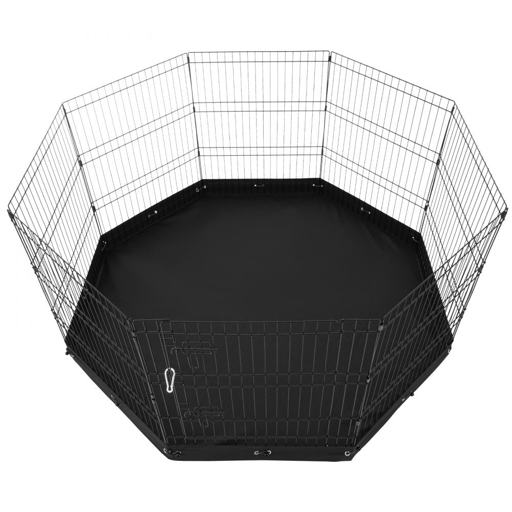 VEVOR Dog Playpen 8 Panels Foldable Metal Dog Exercise Pen with Bottom Pad 30