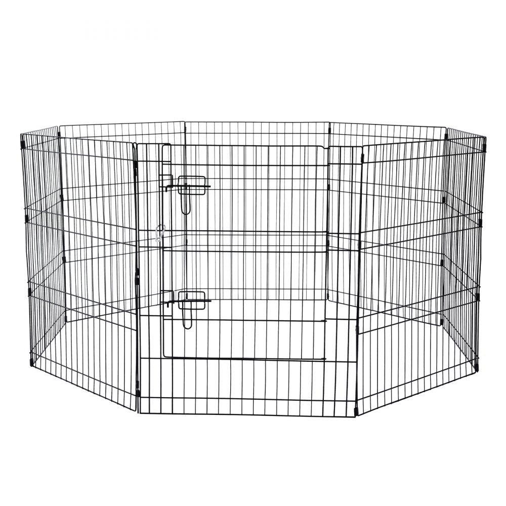 VEVOR Dog Playpen 8 Panels Foldable Metal Dog Exercise Pen with Bottom Pad 30