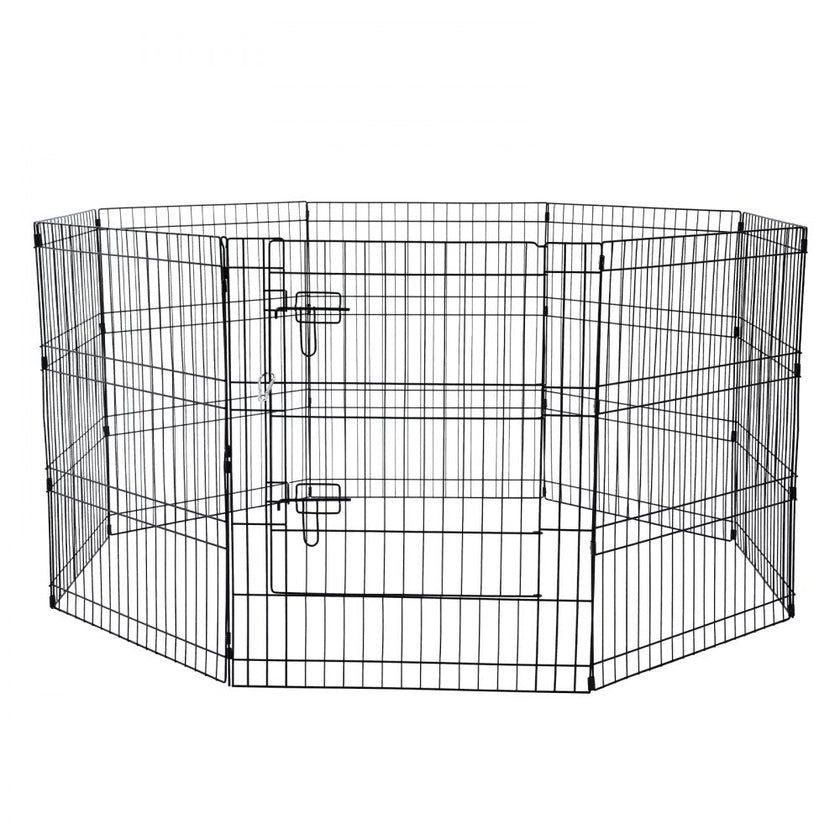 VEVOR Dog Playpen 8 Panels Foldable Metal Dog Exercise Pen with Bottom Pad 30