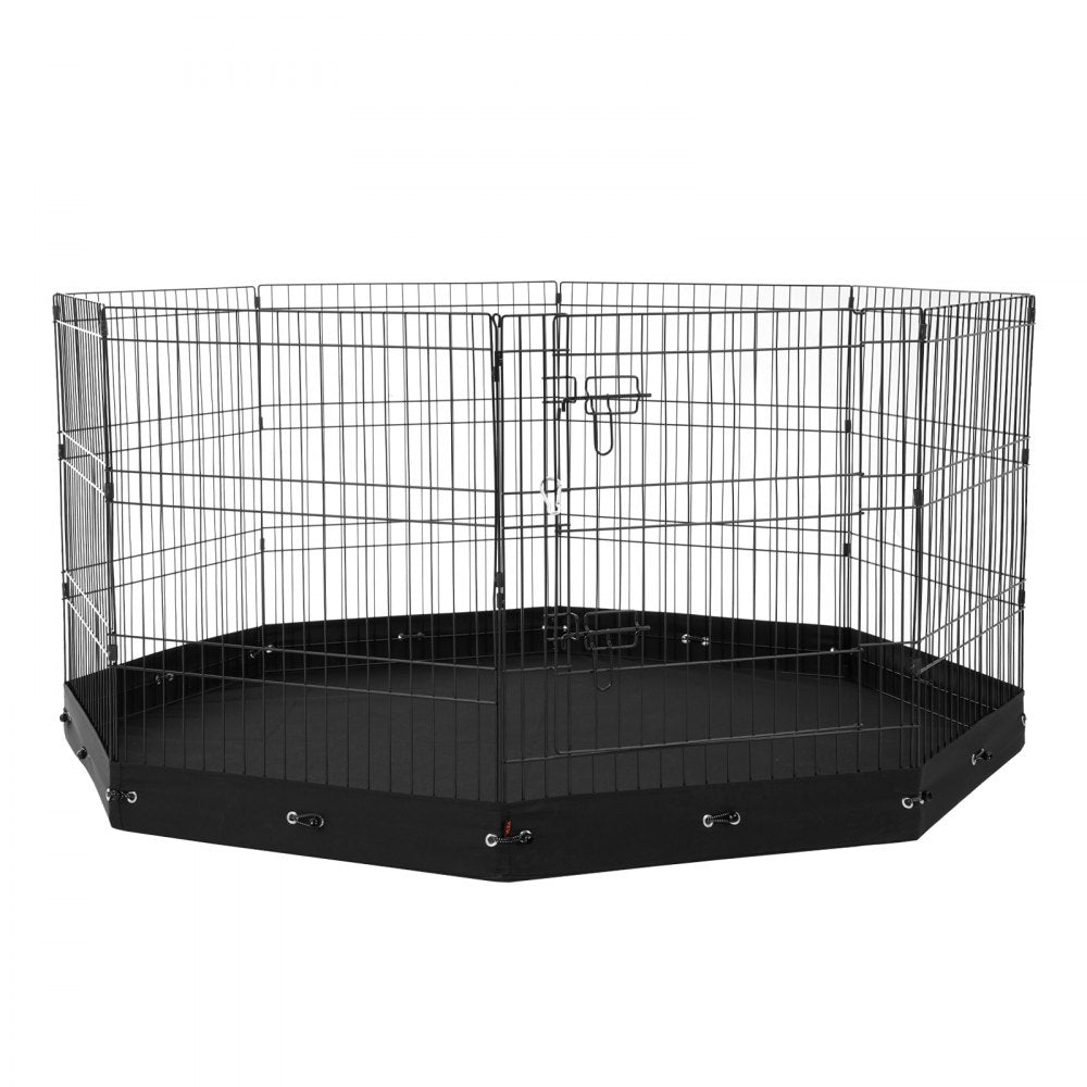 VEVOR Dog Playpen 8 Panels Foldable Metal Dog Exercise Pen with Bottom Pad 30