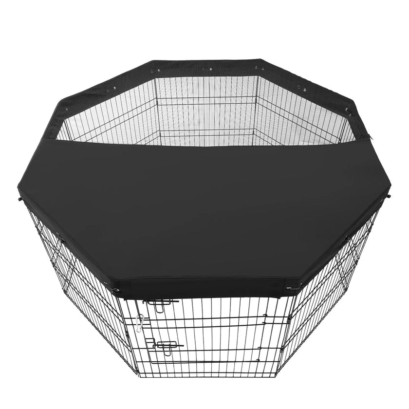 VEVOR Dog Playpen 8 Panels Foldable Metal Dog Exercise Pen with Top Cover 30