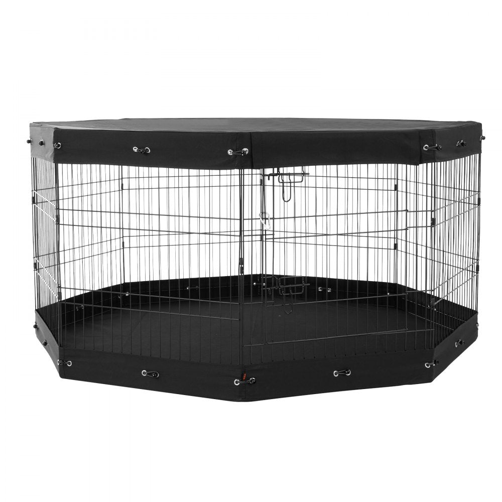 VEVOR Dog Playpen 8 Panels Foldable Metal Dog Exercise Pen with Pad Cover 30