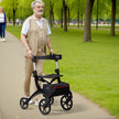 VEVOR Folding Rollator Walker for Seniors and Adults, Lightweight Aluminum Rolling Walker with Seat and Adjustable Handle, 4-Wheel Outdoor Mobility Walker with Spacious Storage Bag, 300LBS Capacity