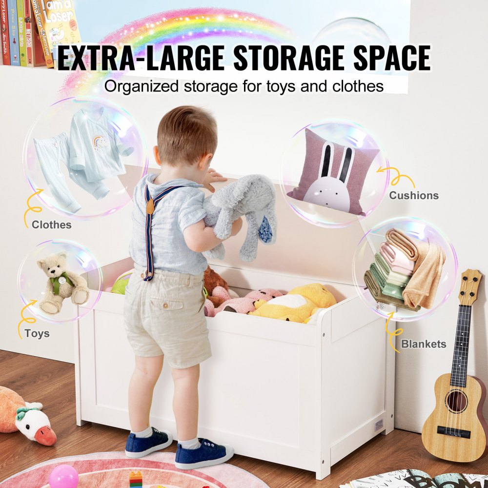 VEVOR Kids Toy Storage Bench Wooden Toy Box Chest 32.68 x 17.91 x 24.02