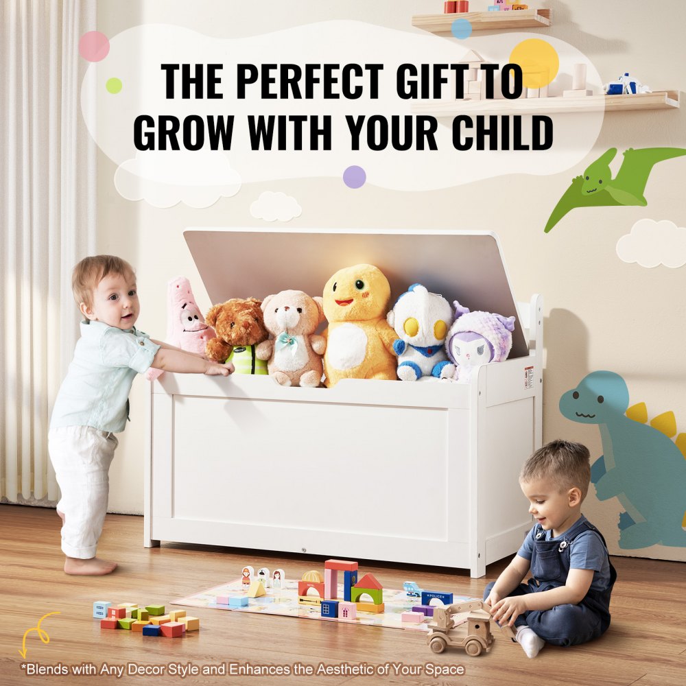 VEVOR Kids Toy Storage Bench Wooden Toy Box Chest 32.68 x 17.91 x 24.02