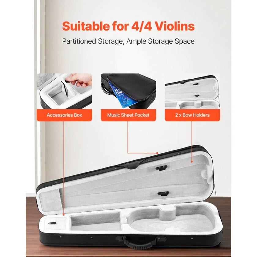 VEVOR Portable Nylon Fabric 4/4 Full Size Violin Case Anti-Scratch Carrying Bag