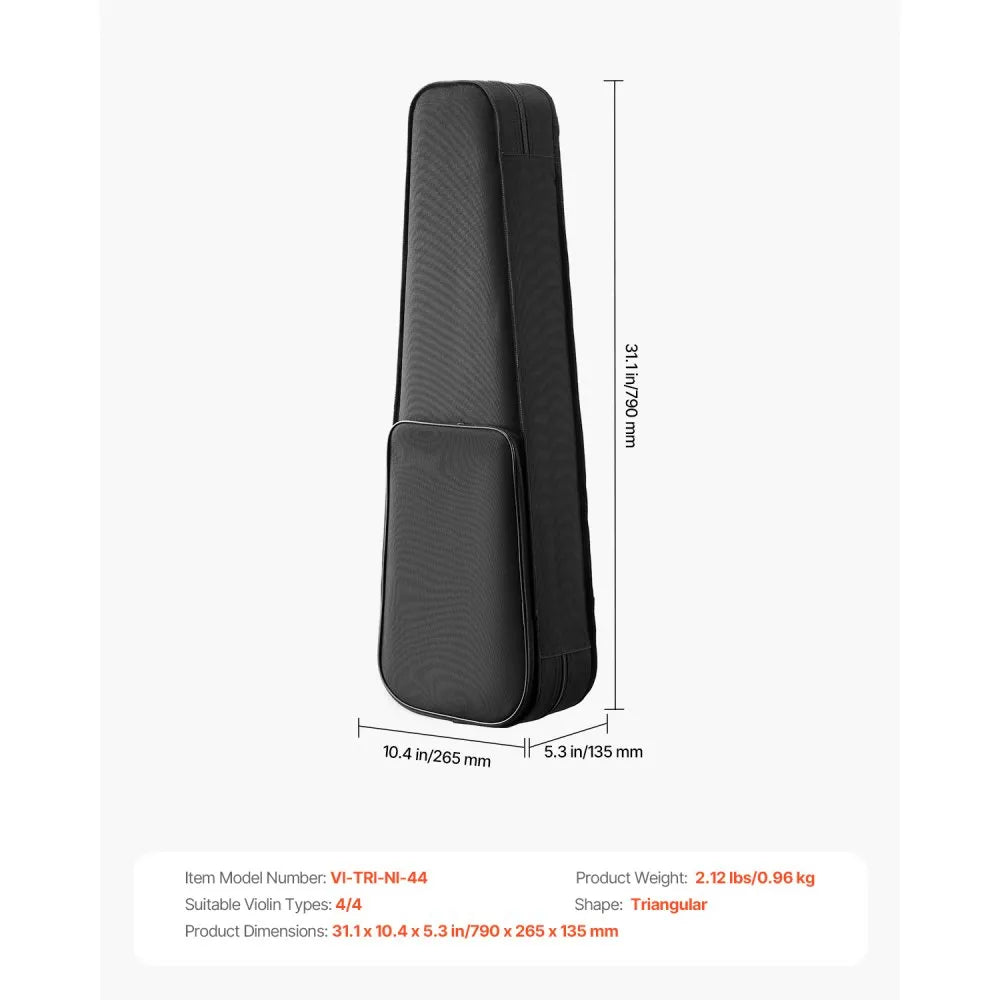 VEVOR Portable Nylon Fabric 4/4 Full Size Violin Case Anti-Scratch Carrying Bag
