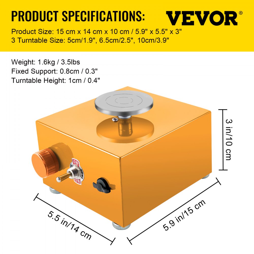 VEVOR Mini Pottery Wheel, 30W 0-2000 RPM Ceramic Wheel, Adjustable Speed DIY Clay Machines, Electric Sculpting Kits with 3 Turntables Trays and 16pcs Tools for Art Craft Work Molding Gift and Home DIY