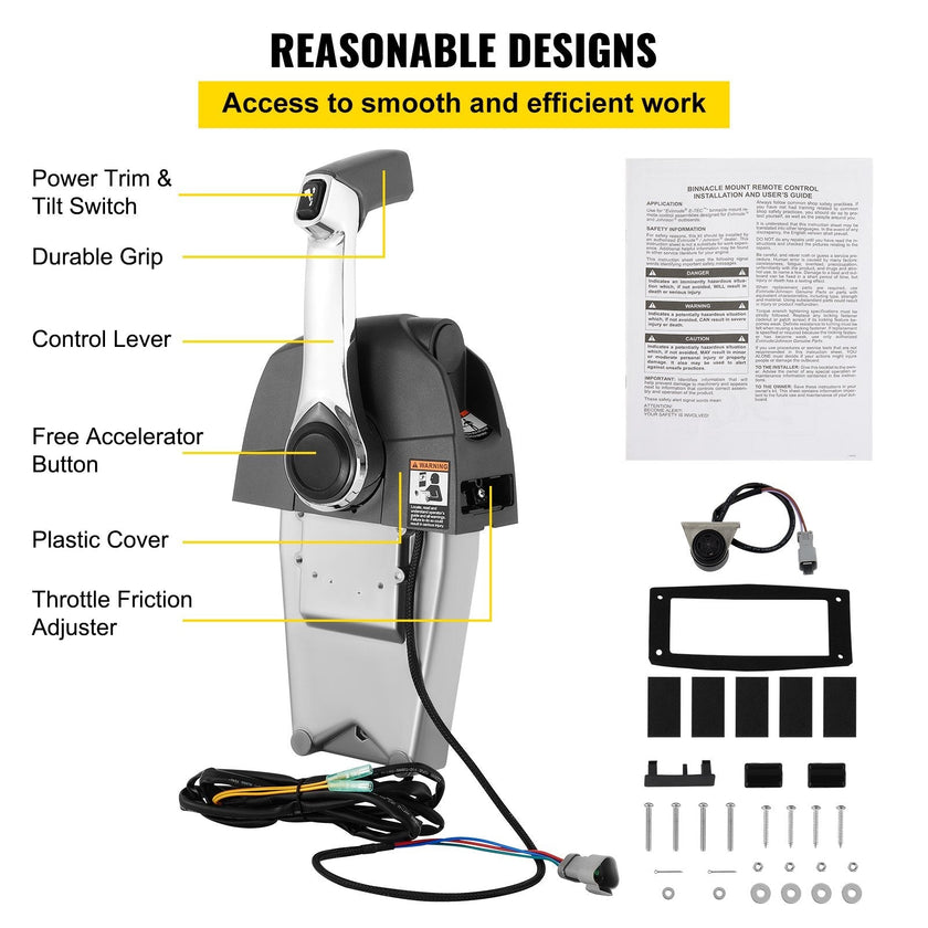 VEVOR Boat Throttle Control 5006182 Side Mount Outboard Remote Control Single Lever Binnacle for Evinrude and Johnson Outboards Throttle Gear Control