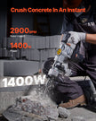 VEVOR Demolition Jack Hammer, 1400W Electric Jackhammer Heavy Duty, 2900 BPM Concrete Breaker, 2pcs Chisels Bits Chipping with Case, Gloves Black