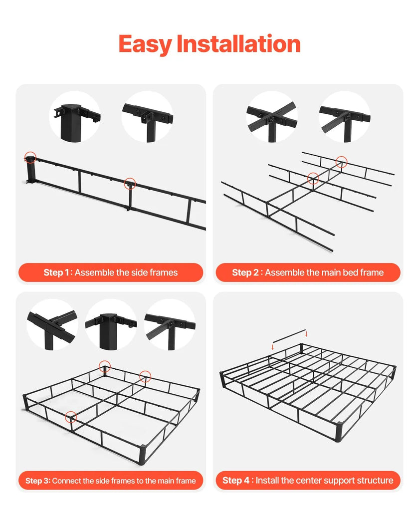 VEVOR Box Spring King Size Bed Frame with Fabric Cloth 79.1L x 75.8W x 9.1H in