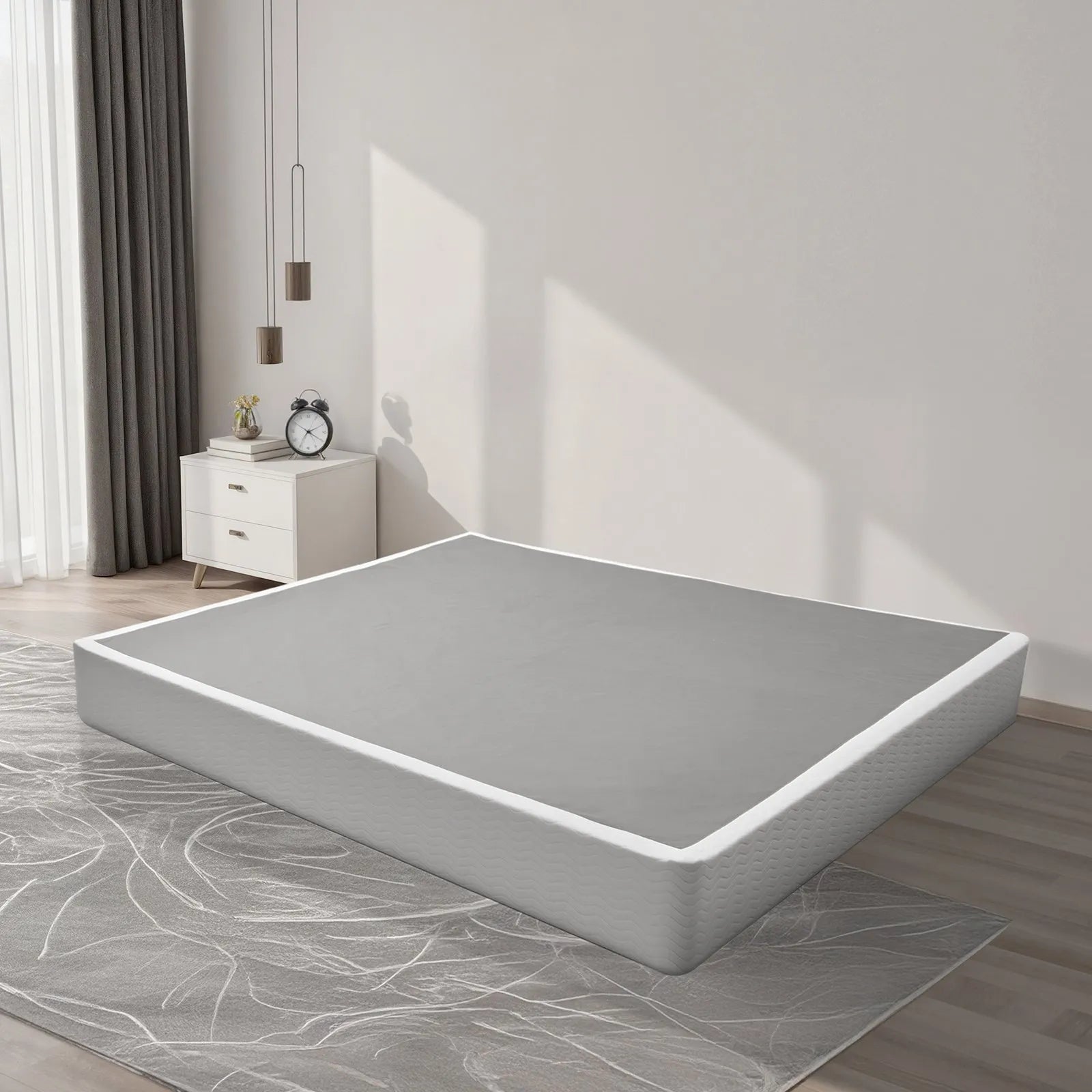 VEVOR Box Spring King Size Bed Frame with Fabric Cloth 79.1L x 75.8W x 9.1H in