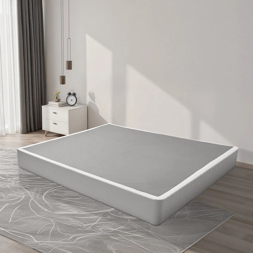 VEVOR Box Spring King Size Bed Frame with Fabric Cloth 79.1L x 75.8W x 9.1H in