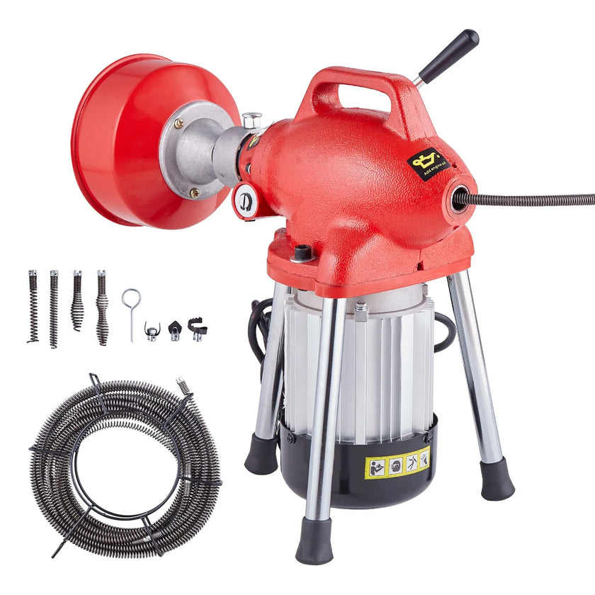 VEVOR Drain Cleaner Machine 66FT x 5/8In 250W Sectional Snake Auger Manual Feed